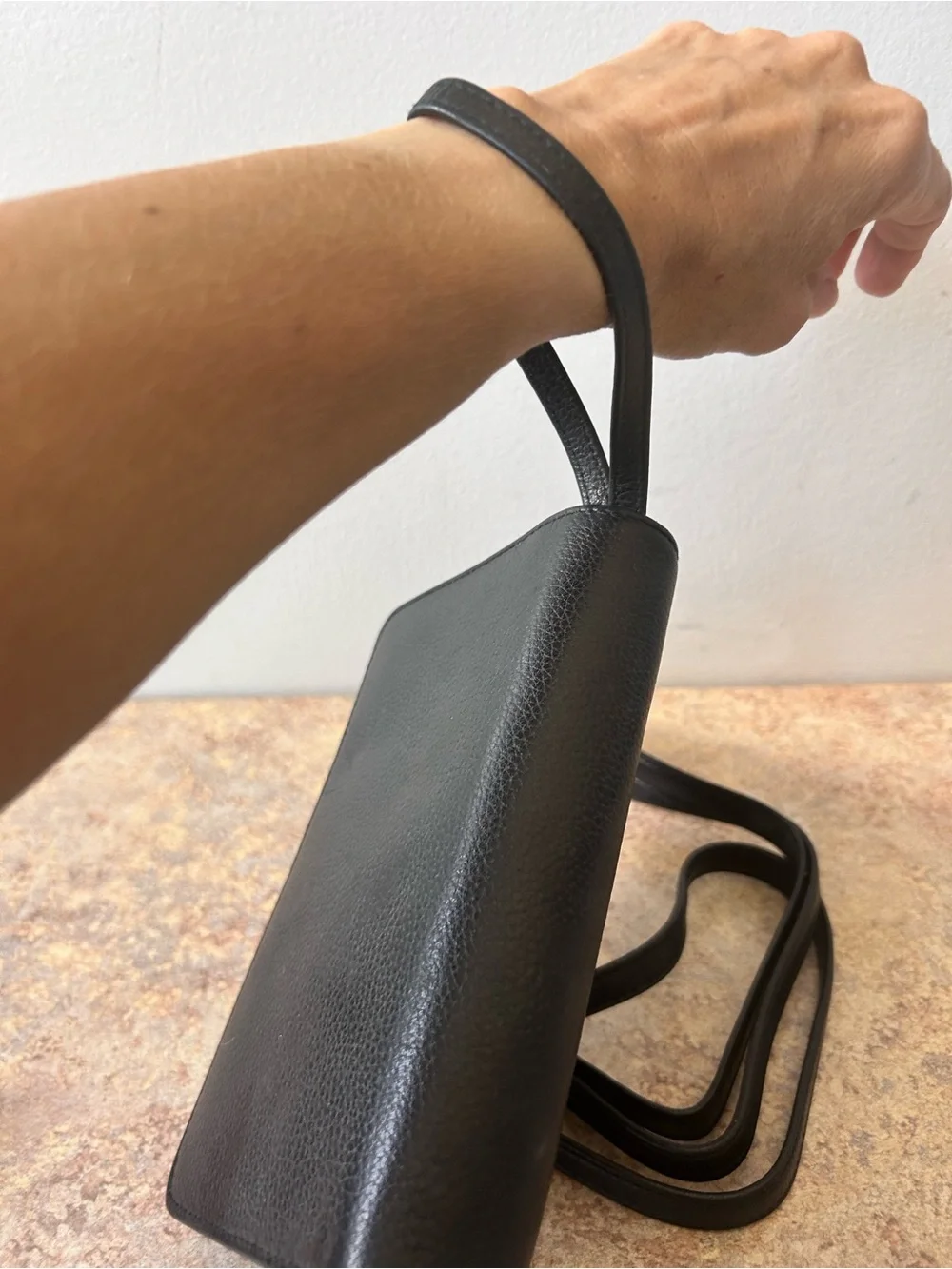 DOPP Genuine Pebbled Black Leather convertible wallet/purse/wristlet